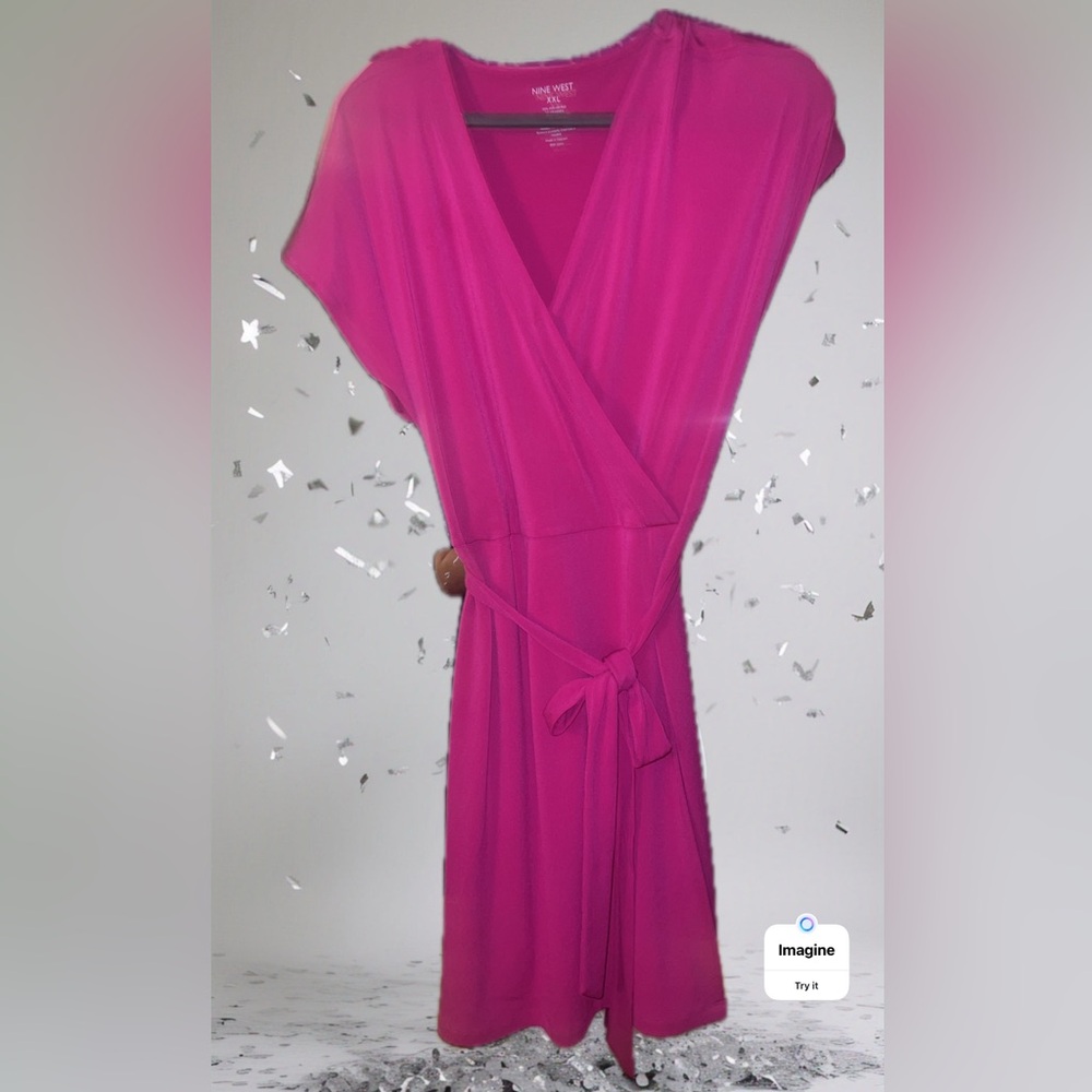 Petite Nine West Dolman Sleeve Wrap Dress by Nine West in FUCHSIA - Picture 2 of 2
